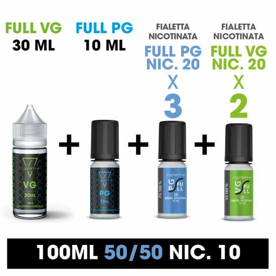 Kit Base 100s - 50/50 - 10 Nicotina 90ml by Suprem-e per Sigaretta Elettronica