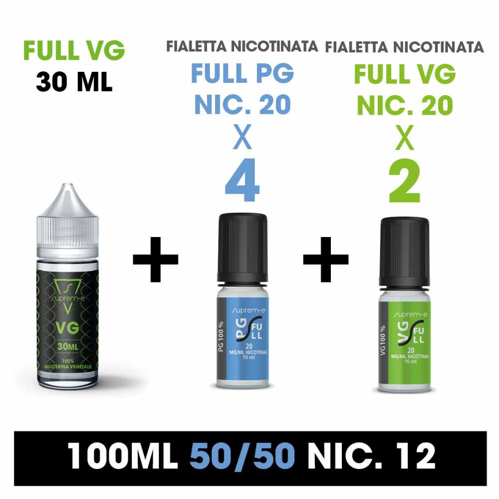 Kit Base 100s - 50/50 - 12 Nicotina 90ml by Suprem-e per Sigaretta Elettronica
