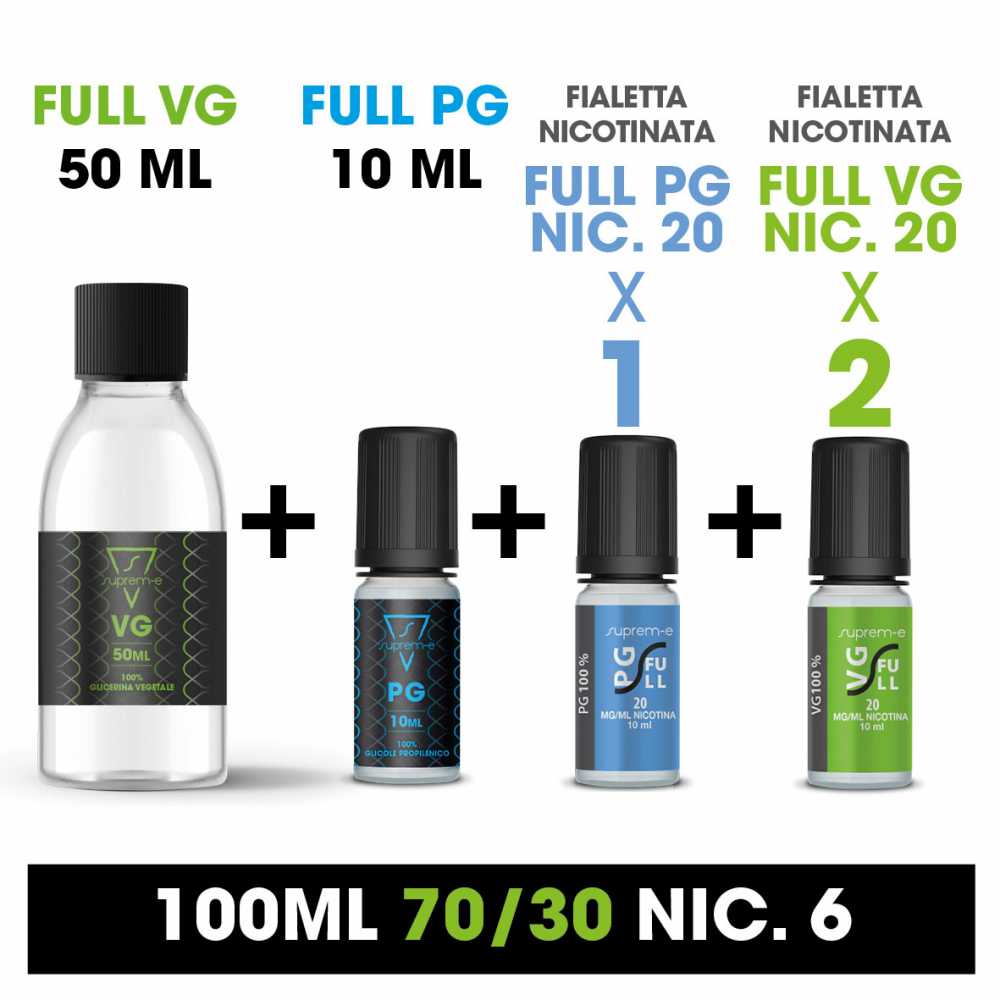 Kit Base 100s - 70/30 - 6 Nicotina 90ml by Suprem-e per Sigaretta Elettronica