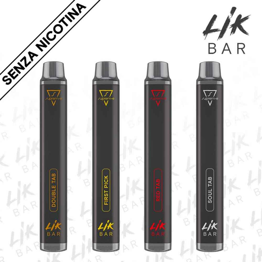 LIK BAR - Kit 4 Gusti Tabacco Senza Nicotina Sigaretta Elettronica Usa e Getta 1pz Per Gusto