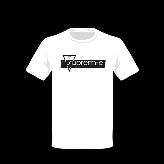 T-shirt cotone Bianca, serigrafia fronte SUPREM-E